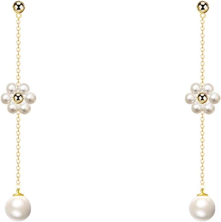 IMBOS Pearl Earrings 14k Gold Plated Daisy Flower Stud Earrings for Women Ball Stud Flat Back Earring Hypoallergenic Statement Earring Trendy Jewelry Gift for Women - Image 1
